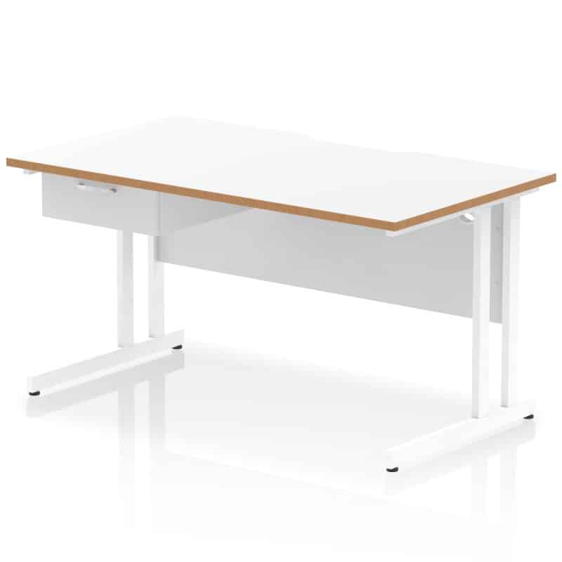 Impulse Scalloped Edge Cantilever Straight Desk With Single One Drawer Fixed Pedestal - Image 38