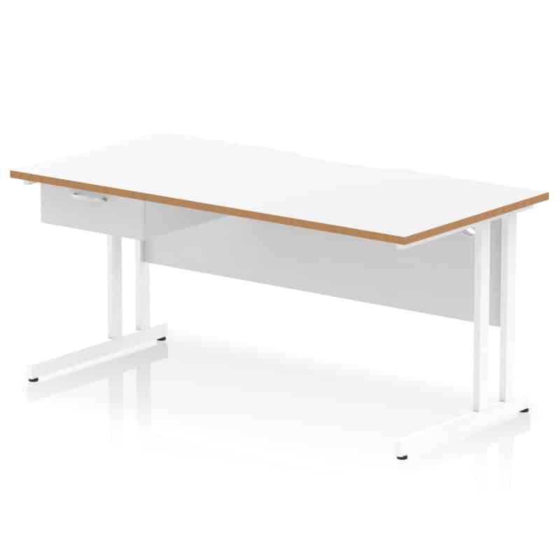 Impulse Scalloped Edge Cantilever Straight Desk With Single One Drawer Fixed Pedestal - Image 39