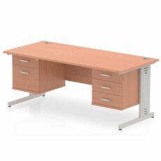 Impulse 1800mm Cable Managed Straight Desk With Two Fixed Pedestal