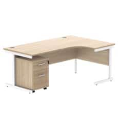 Single Upright Right Hand Radial Desk + 2 Drawer Mobile Under Desk Pedestal (FSC)