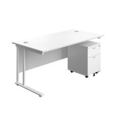 Twin Upright Rectangular Desk + Mobile 2 Drawer Pedestal (FSC)