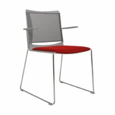 Vice Versa Sled Mesh Back Armchair with Plastic Shell & Seat Pad