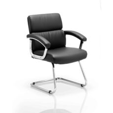 Desire Medium Back Leather Cantilever Visitor Chair with Arms