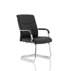 Carter Medium Back Black Leather Cantilever Visitor Office Chair with Arms