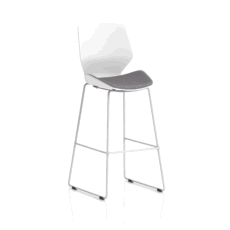 Florence White Frame Fabric Seat High Stool Chair