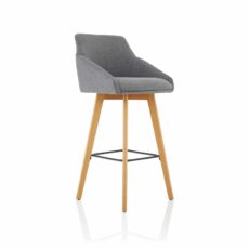 Carmen Grey Fabric Wooden Leg High Stool Chair