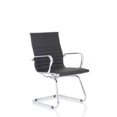 Nola Black Leather Cantilever Visitor Chair with Arms
