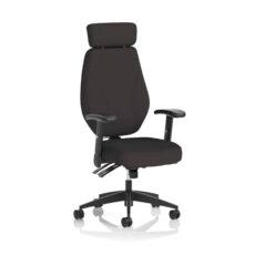 Nexus High Back Black Fabric Ergonomic Task Operator Office Chair with Arms and Headrest